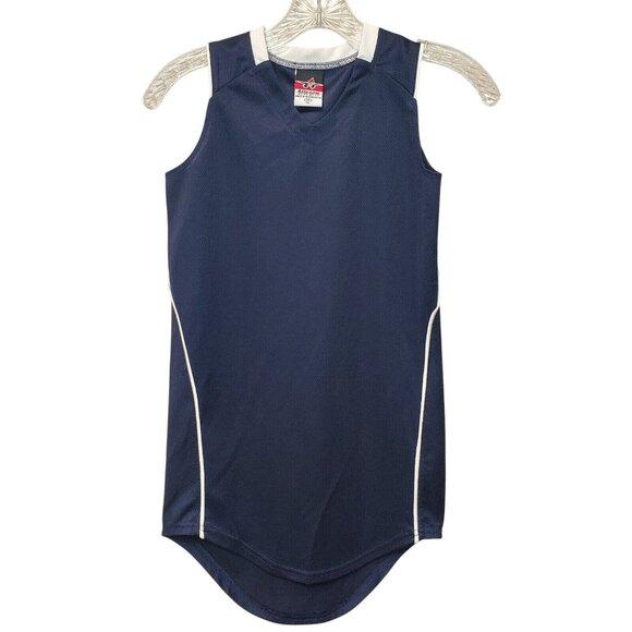 Alleson Athletic Girls Tennis Dress Uniform Size M Blue White Jersey - Picture 4 of 9